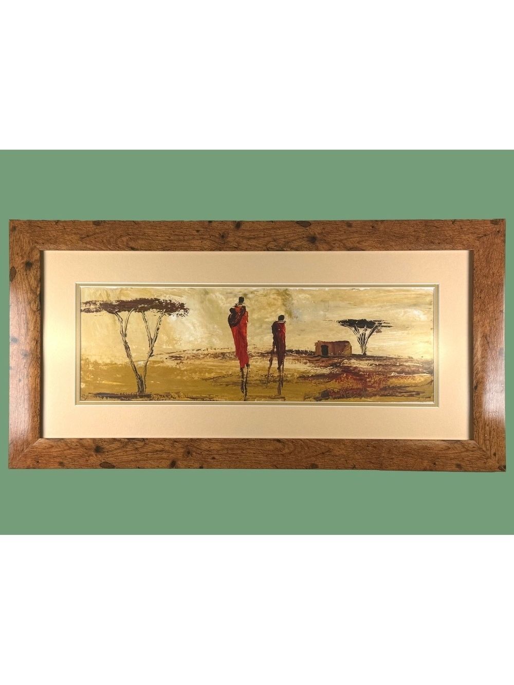 John Ndambo Original Palette-Knife Maasai 25x13 Painting African Savanna Art